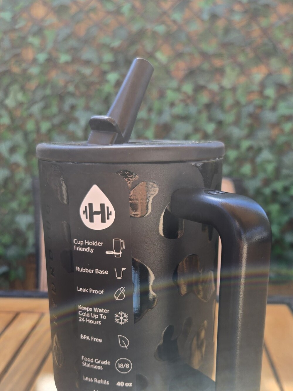 HydroJug Matte Black Insulated Water Bottle with Handle & Straw